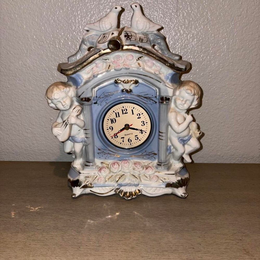 White Porcelain Cherub And Dove 49 Fa